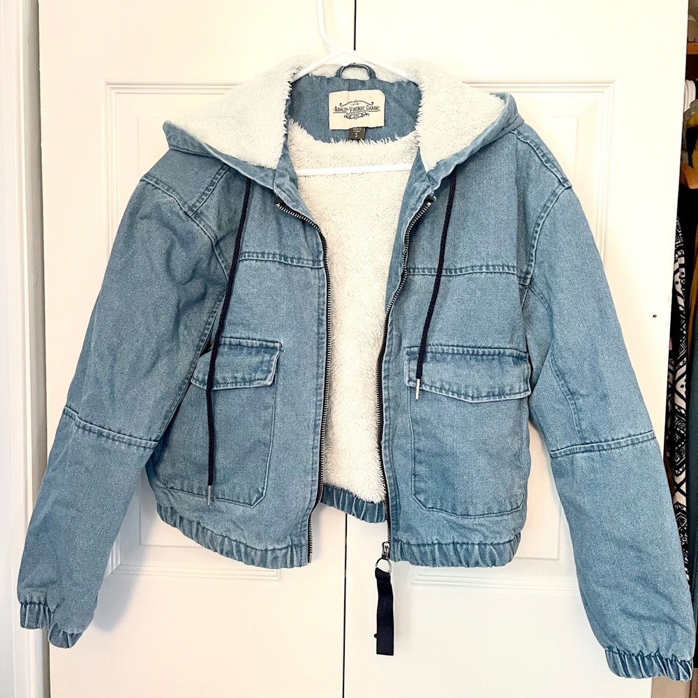 Fleece lined denim coat